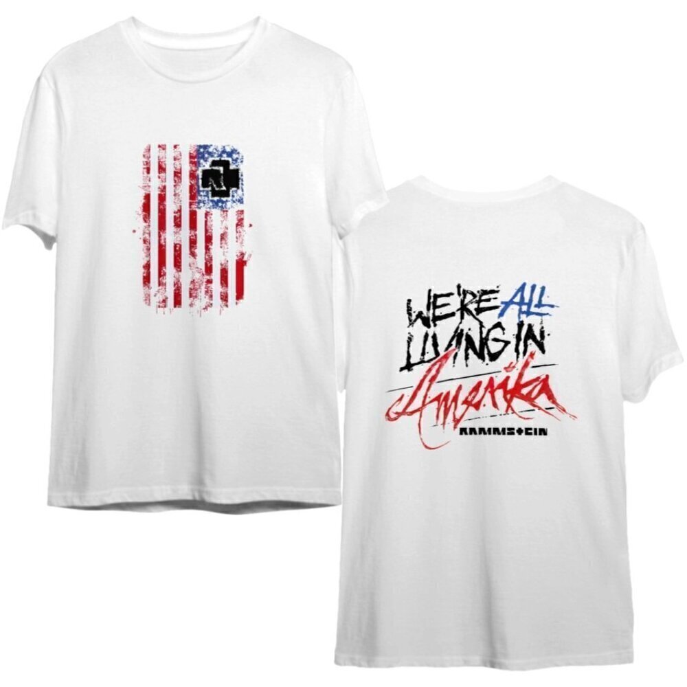 Rammstein Amerika Industrial Metal Band Two-Sided Tour Concert Graphic Fan Shirt